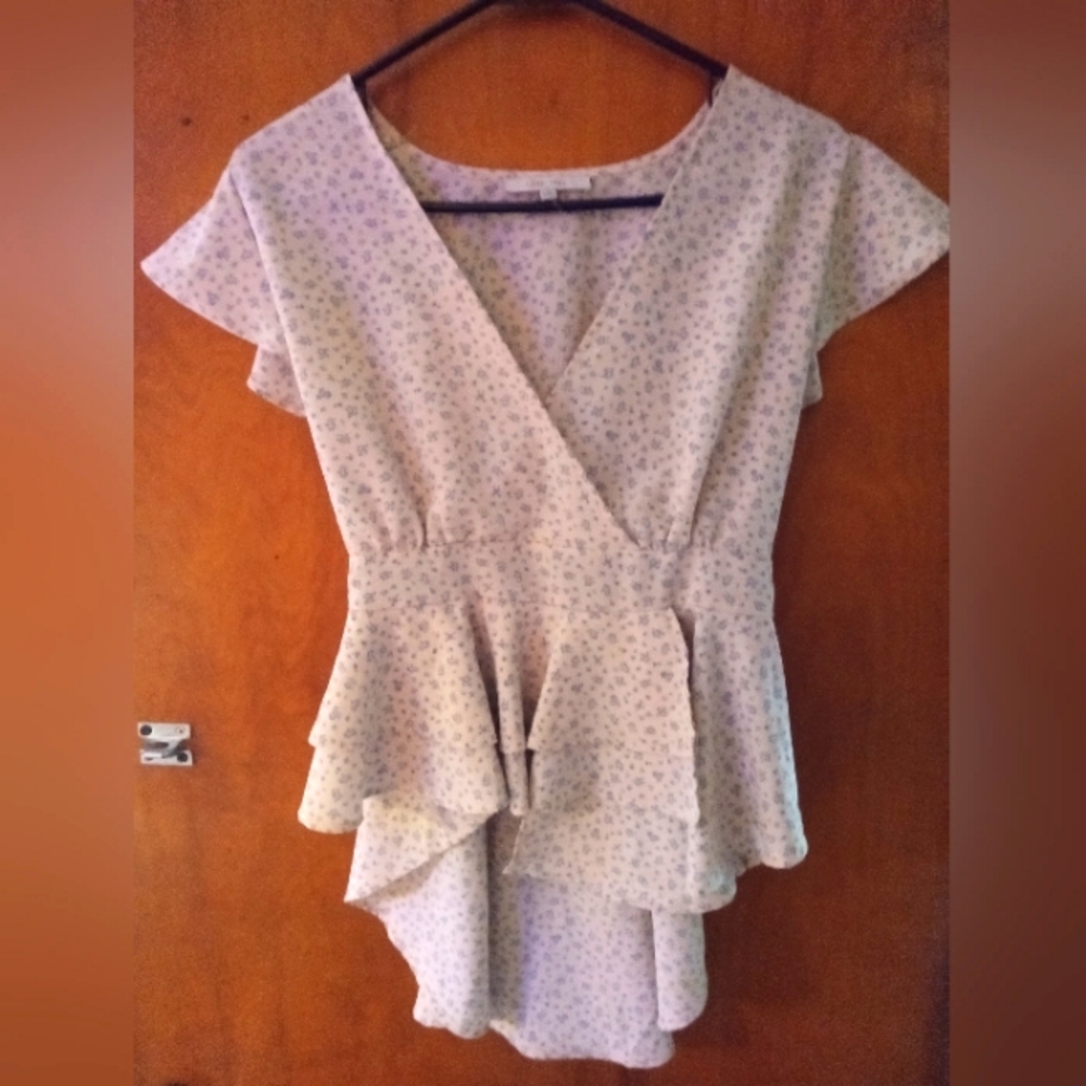 Love Tree Floral Layered Peplum Blouse